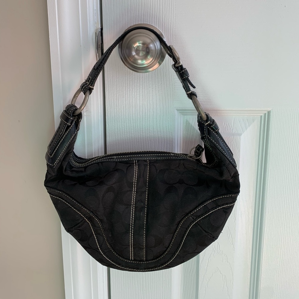 Coach Small Black Fabric Hobo bag.